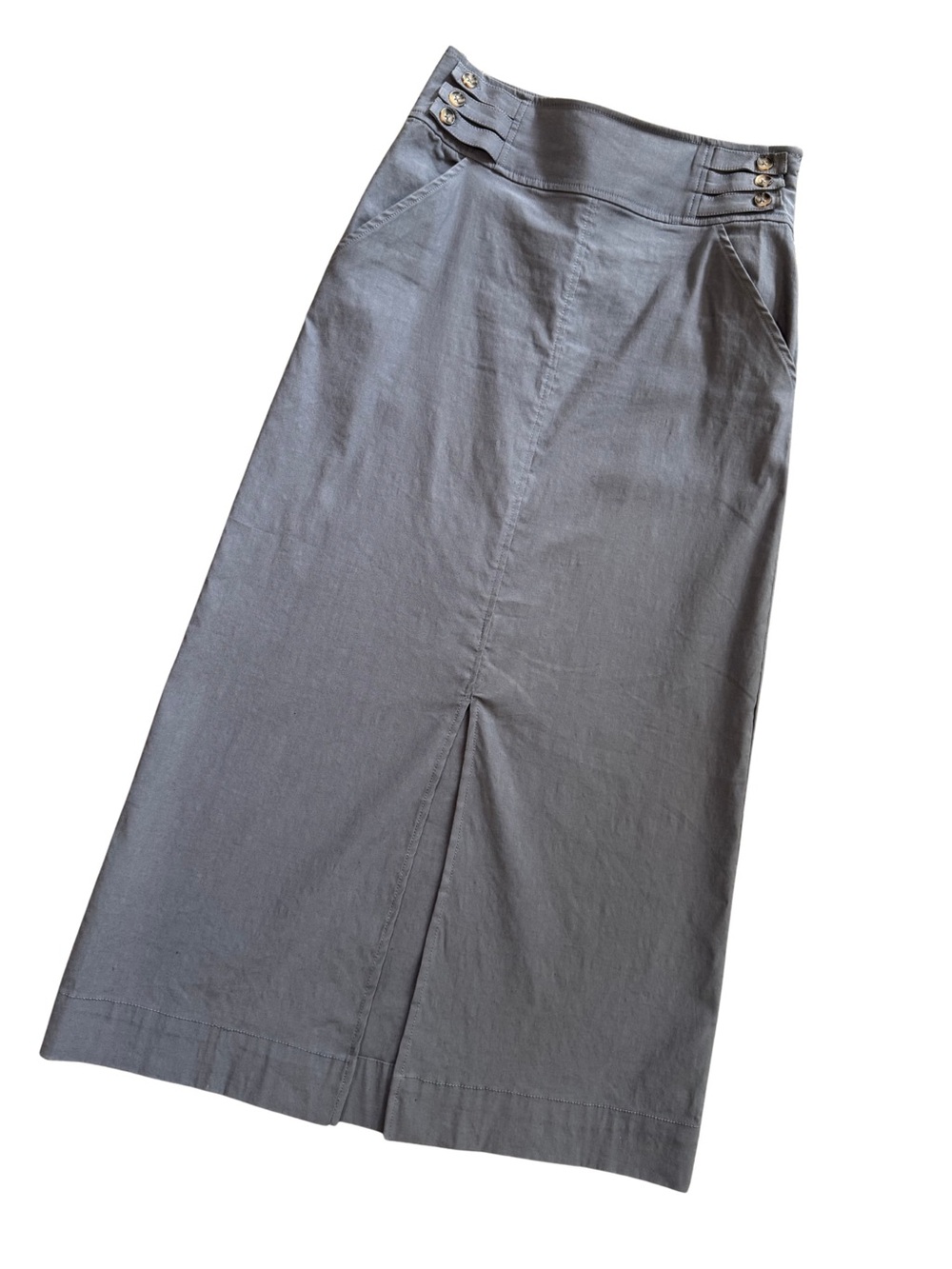 Anthropologie Dusty Blue Grey Maxi Skirt Size 2
